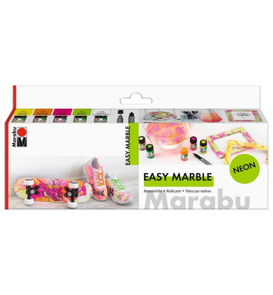 MARABU - Peinture marbrée Easy Marble 6 x 15 ml, néon