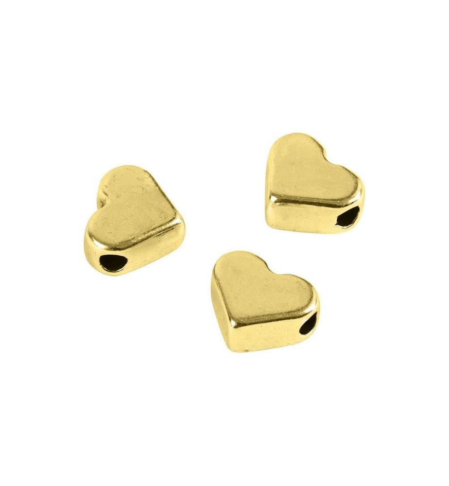 CREATIV COMPANY - Perles Coeur, 7 mm, plaqué or, 3 pièc.