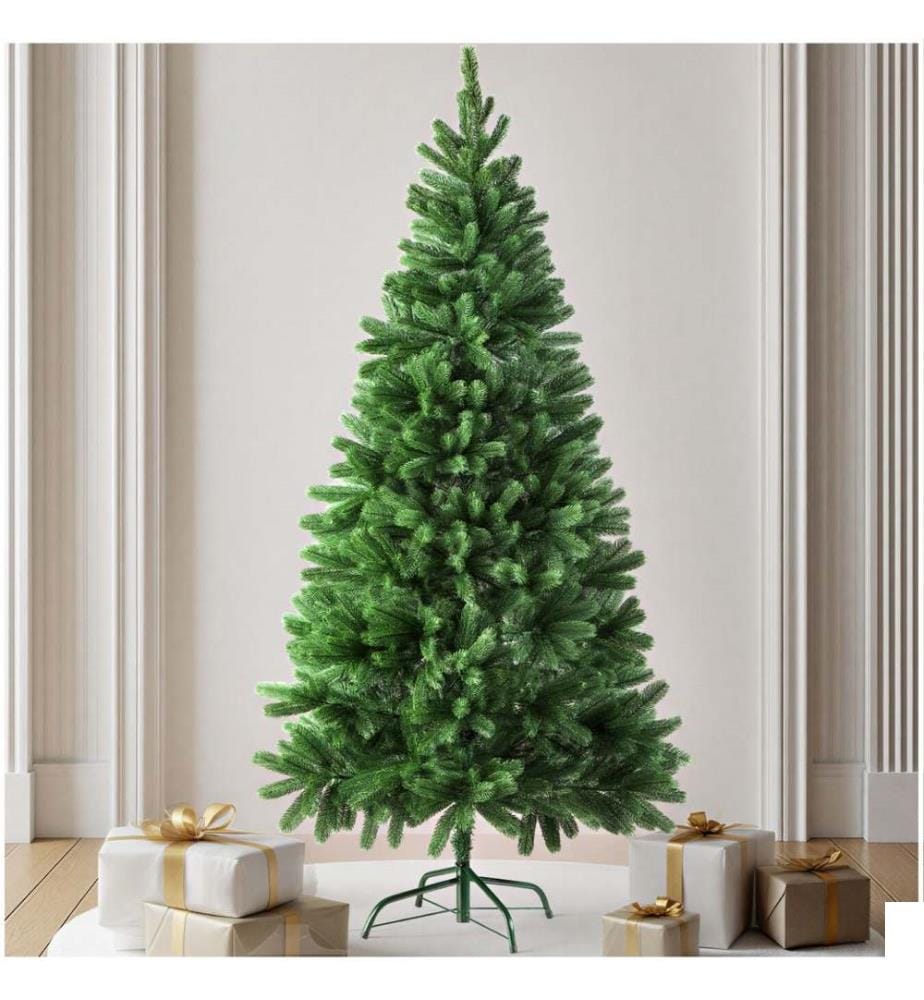 Sapin de Noël artificiel moulé par injection avec support métallique - 180 cm, sans guirlandes lumineuses