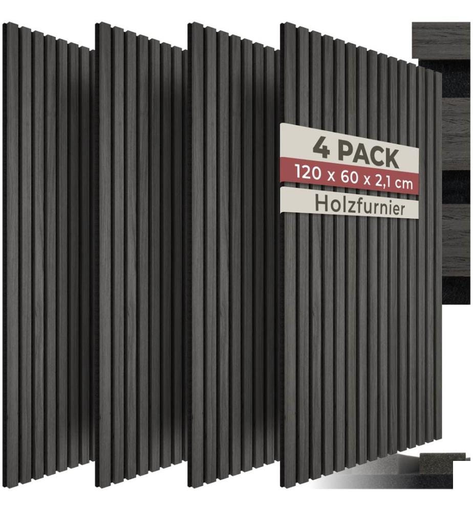 Panneaux acoustiques SONIC WALL aspect bois - chêne noir, Lot de 4