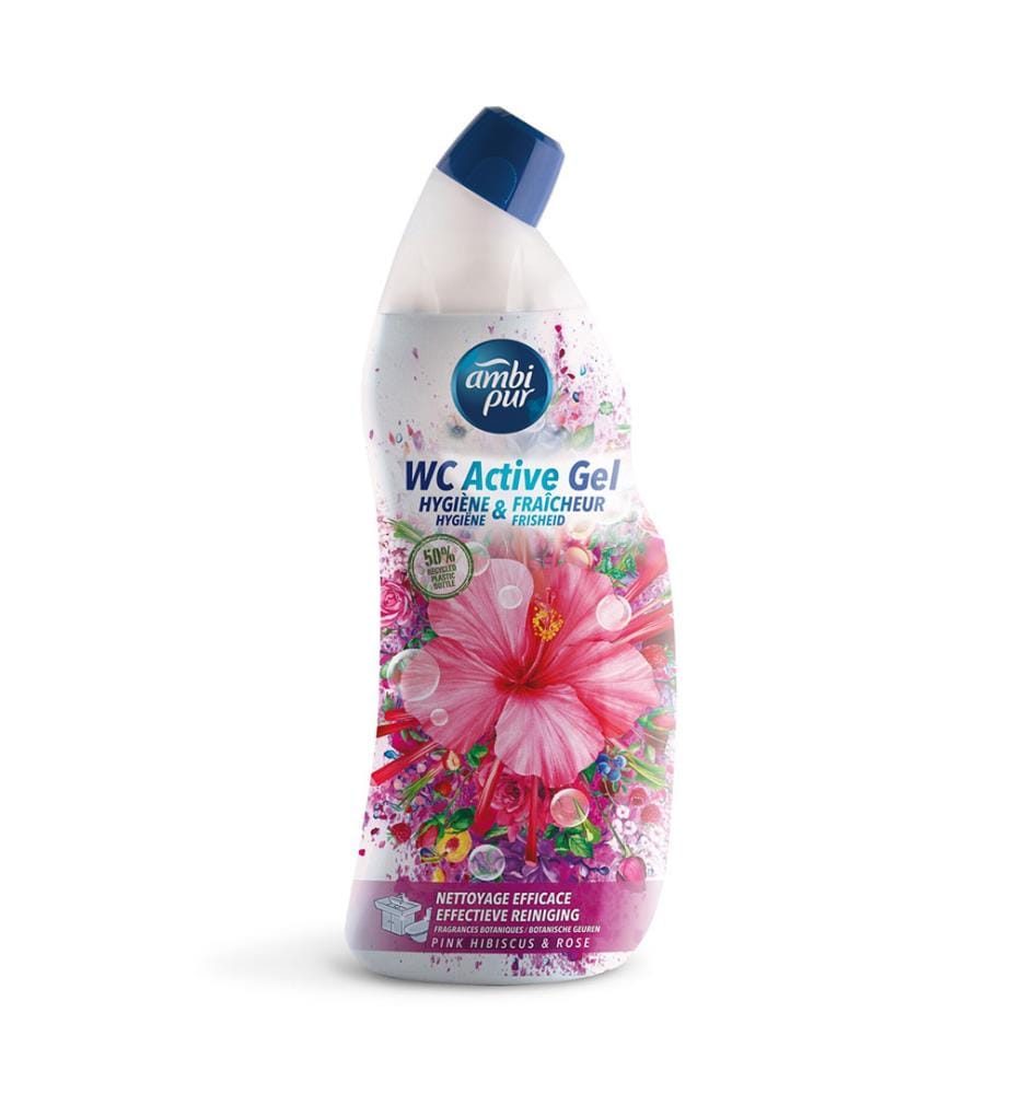 Lot de 8 Gels WC 750 ml Active Pink Hibiscus & Rose - 8 x 750 ml