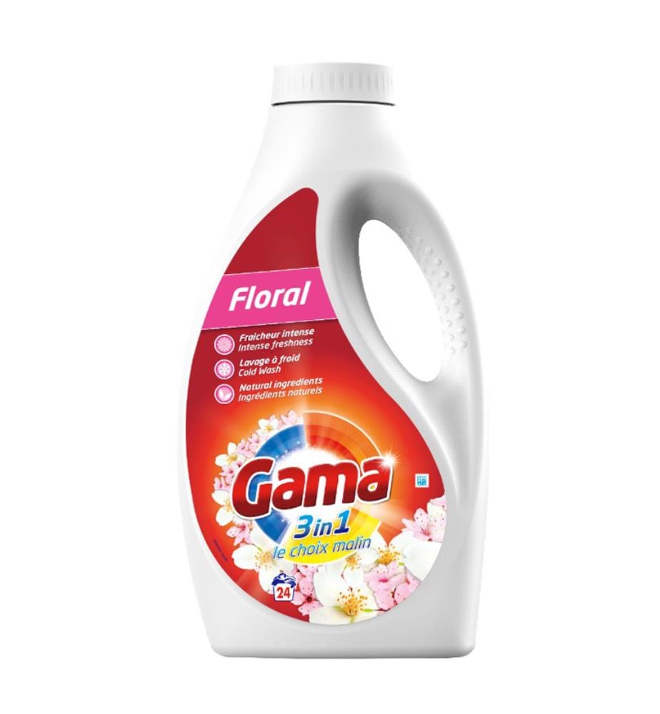 Lot de 4 Lessives Liquides Floral 3 en 1 - 24 Lavages - 1.2 L