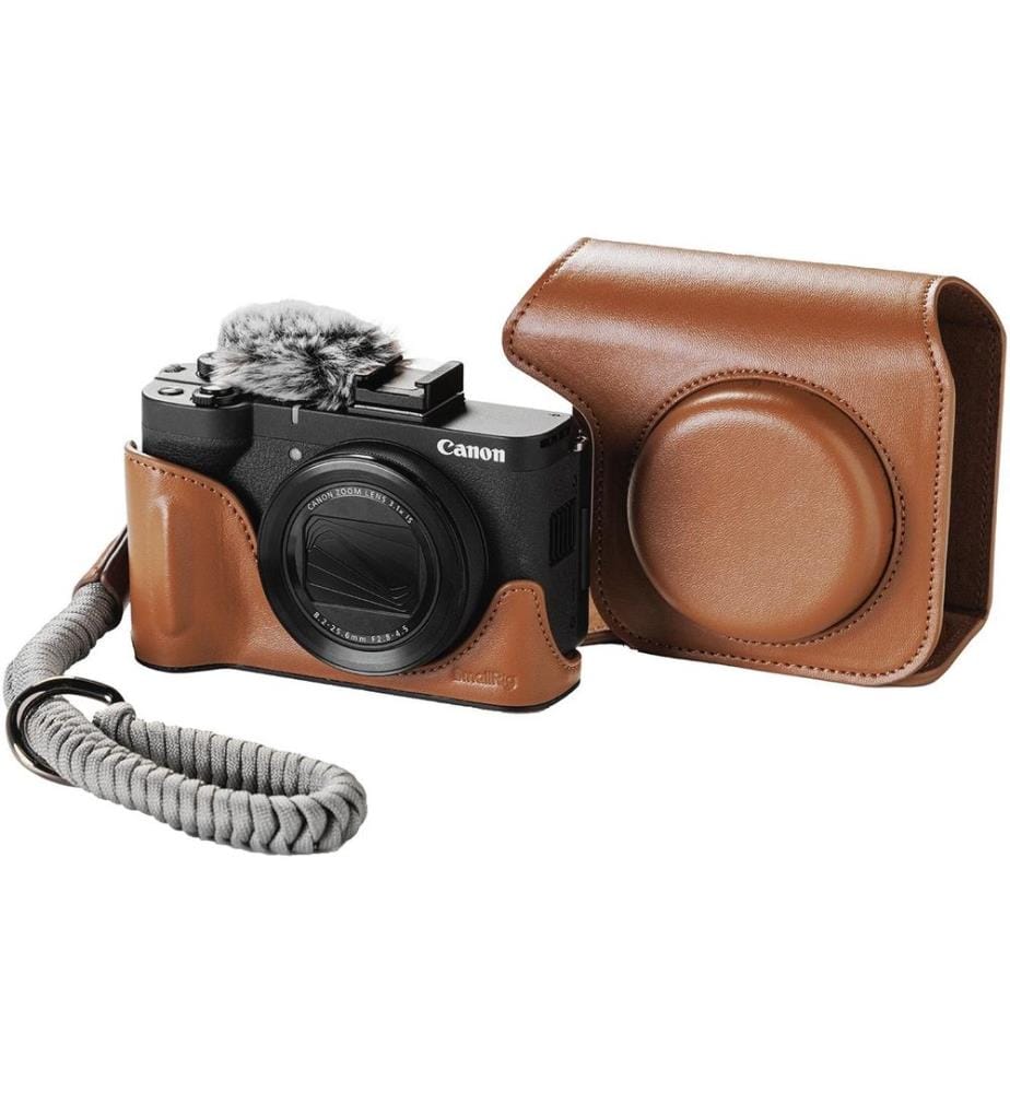 SMALLRIG - Set d'étuis en cuir pour Canon PowerShot V1 Brun
