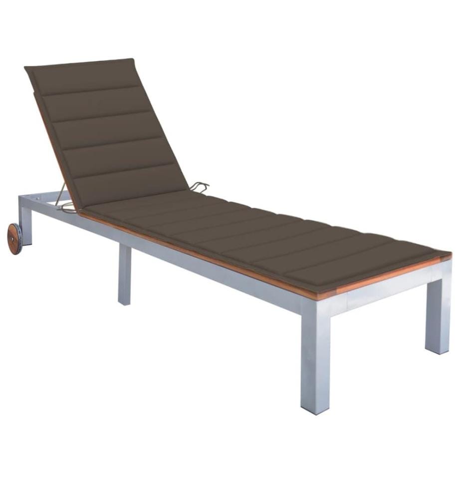 vidaXL Chaise longue avec coussin Bois d'acacia et acier galvanisé