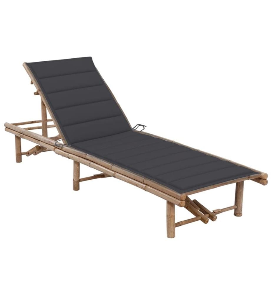 vidaXL Chaise longue de jardin avec coussin Bambou
