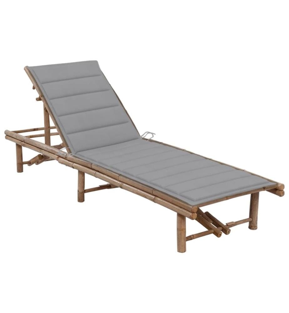 vidaXL Chaise longue de jardin avec coussin Bambou