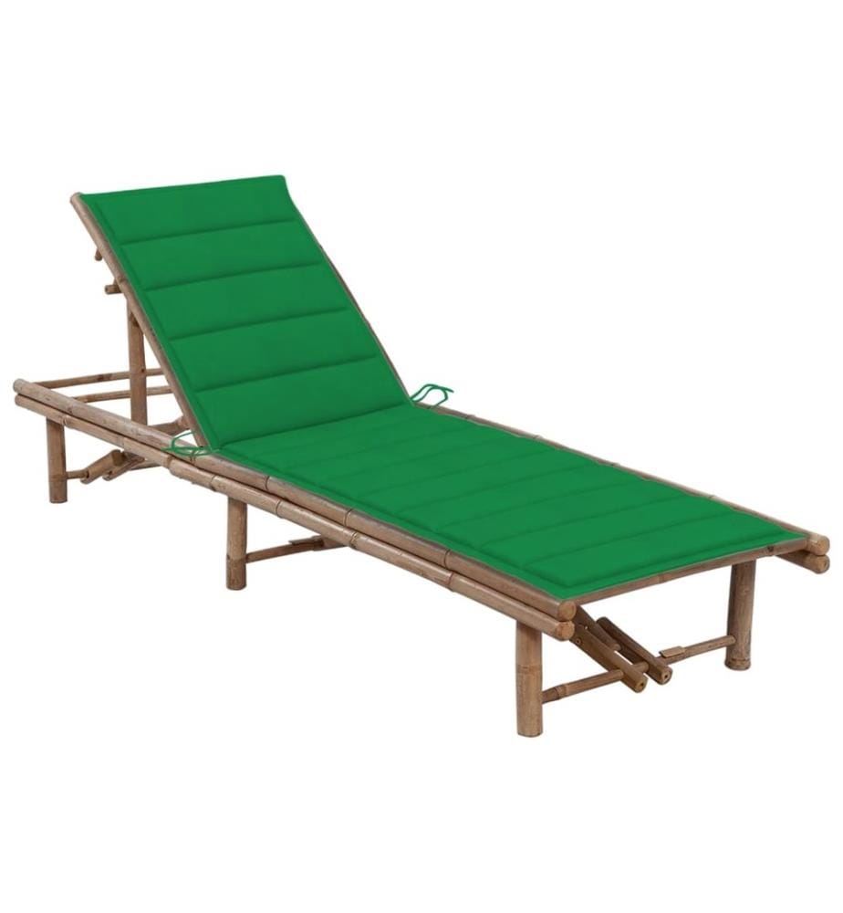 vidaXL Chaise longue de jardin avec coussin Bambou