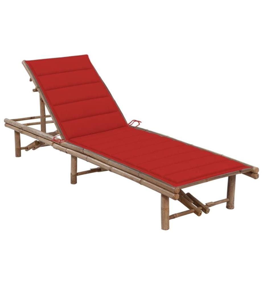 vidaXL Chaise longue de jardin avec coussin Bambou
