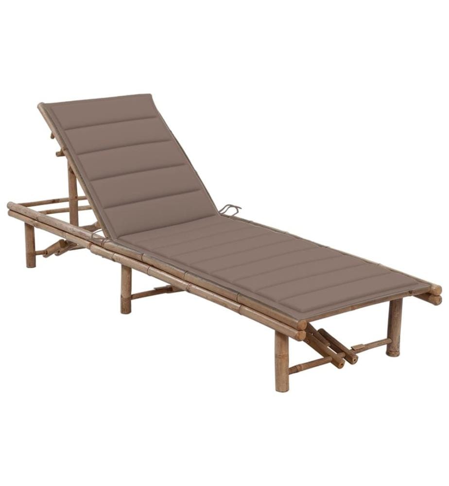 vidaXL Chaise longue de jardin avec coussin Bambou