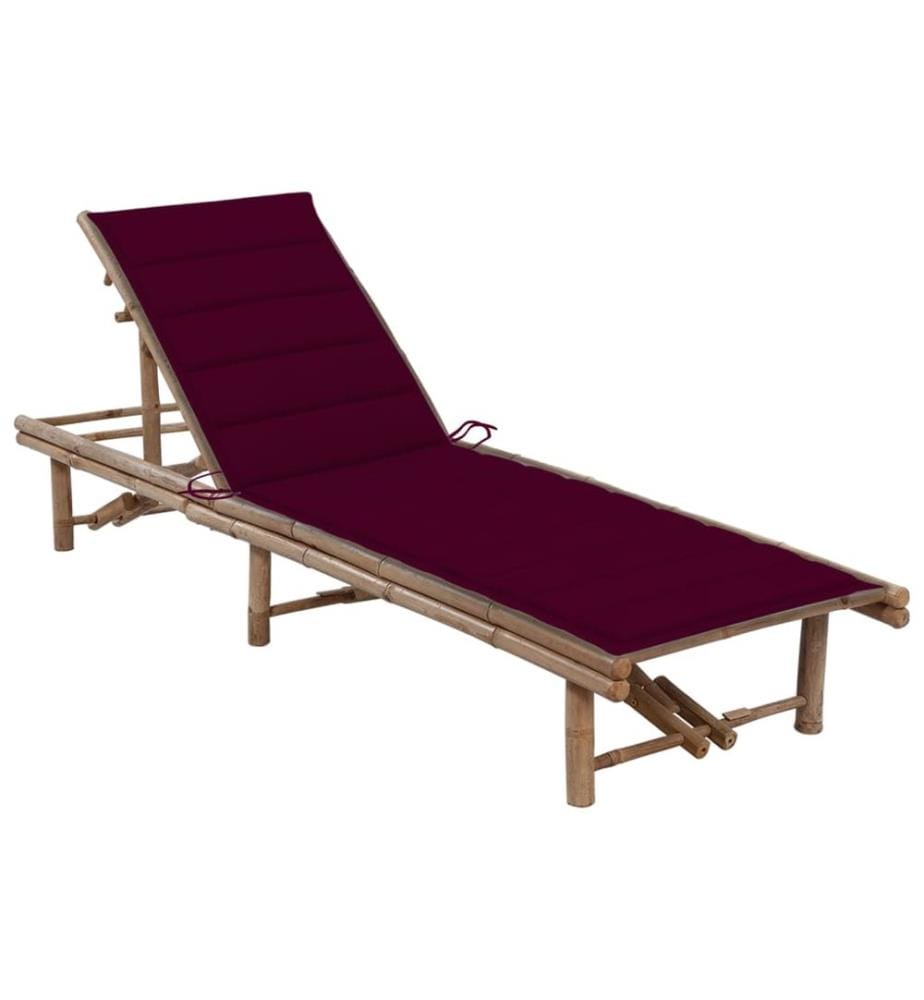 vidaXL Chaise longue de jardin avec coussin Bambou