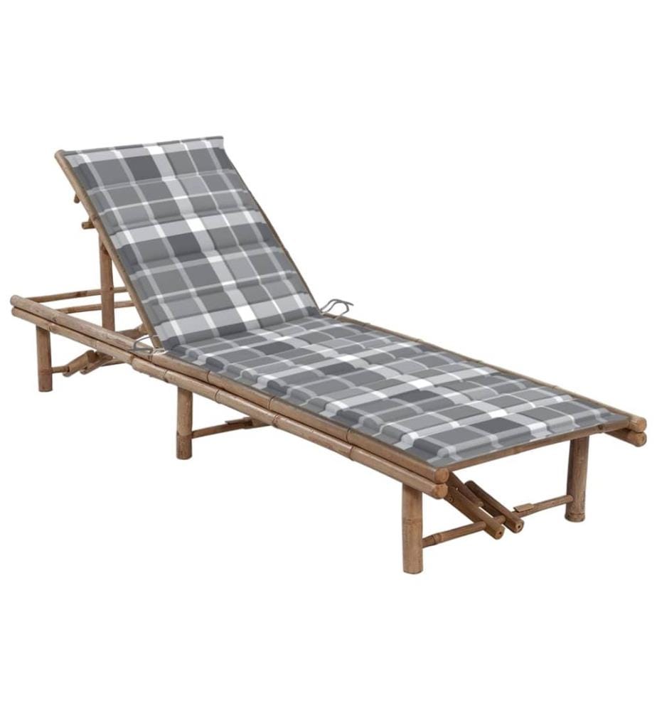 vidaXL Chaise longue de jardin avec coussin Bambou