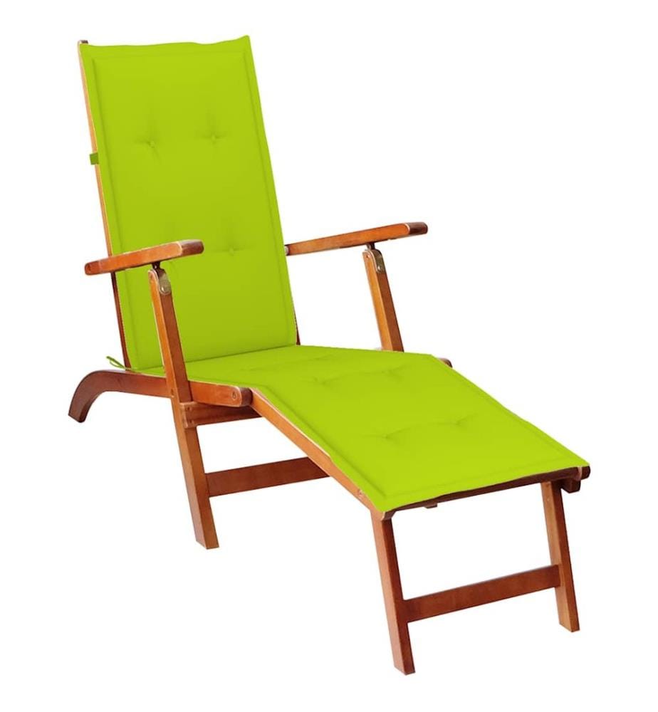 vidaXL Chaise longue d'extérieur repose-pied et coussin Acacia solide