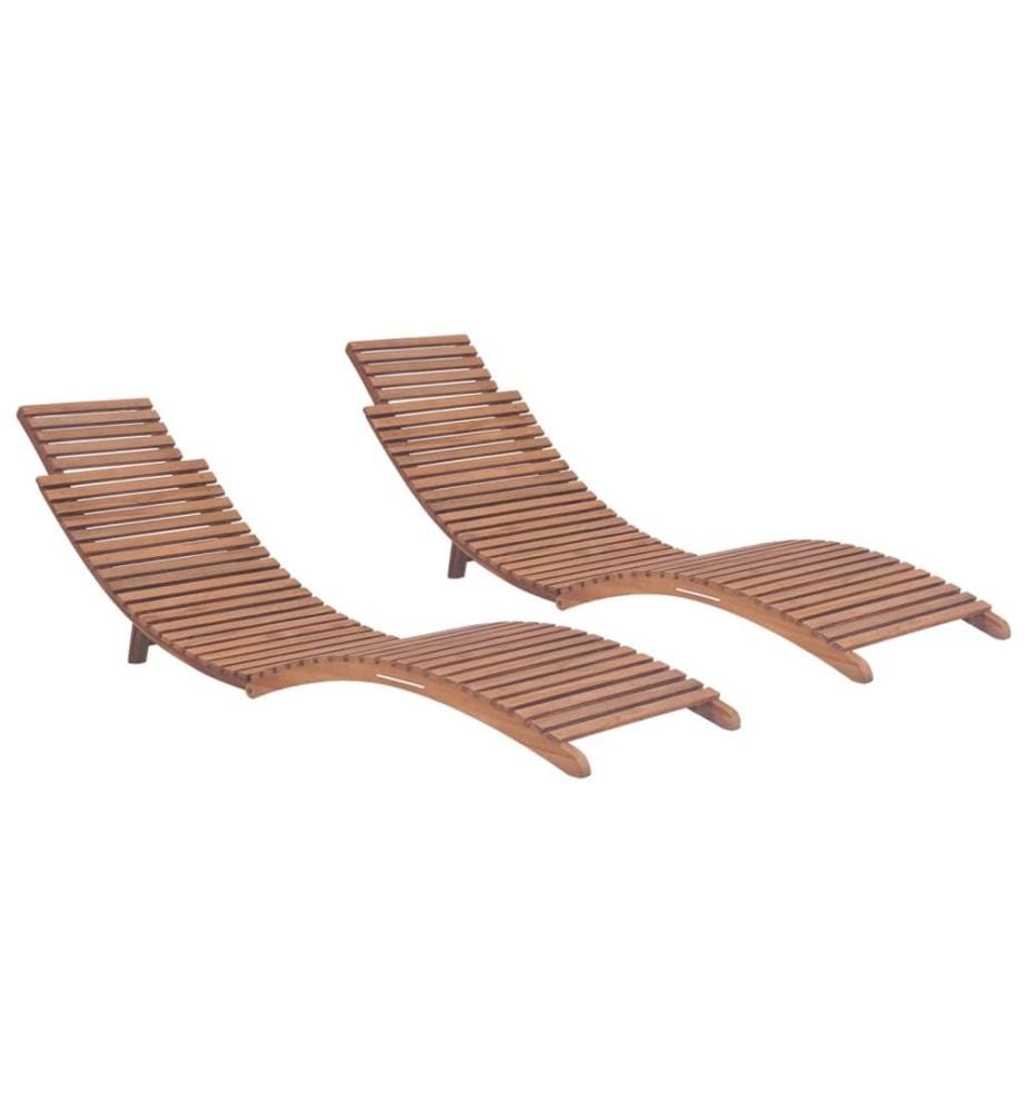 vidaXL Chaises longues pliables lot de 2 Bois de teck solide