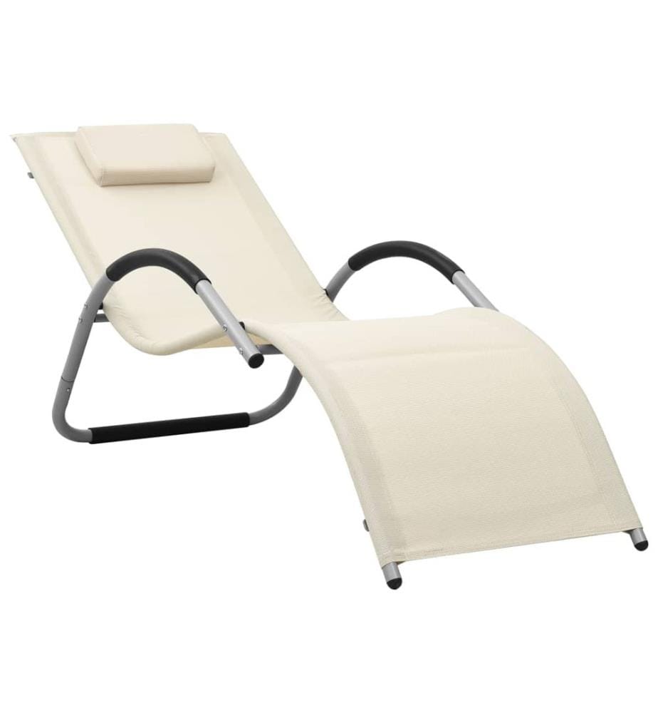 vidaXL Chaise longue textilène crème et gris