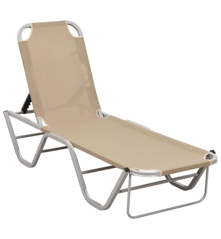 vidaXL Chaise longue aluminium et textilène crème