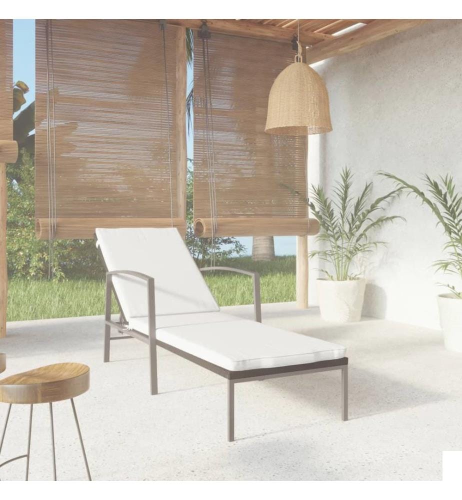 vidaXL Chaise longue de jardin avec coussin résine tressée noir