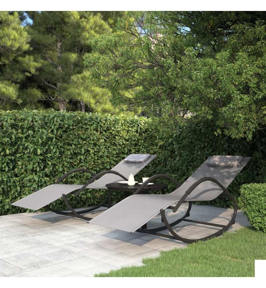 vidaXL Chaises longues à bascule 2 pcs Gris Acier et textilène