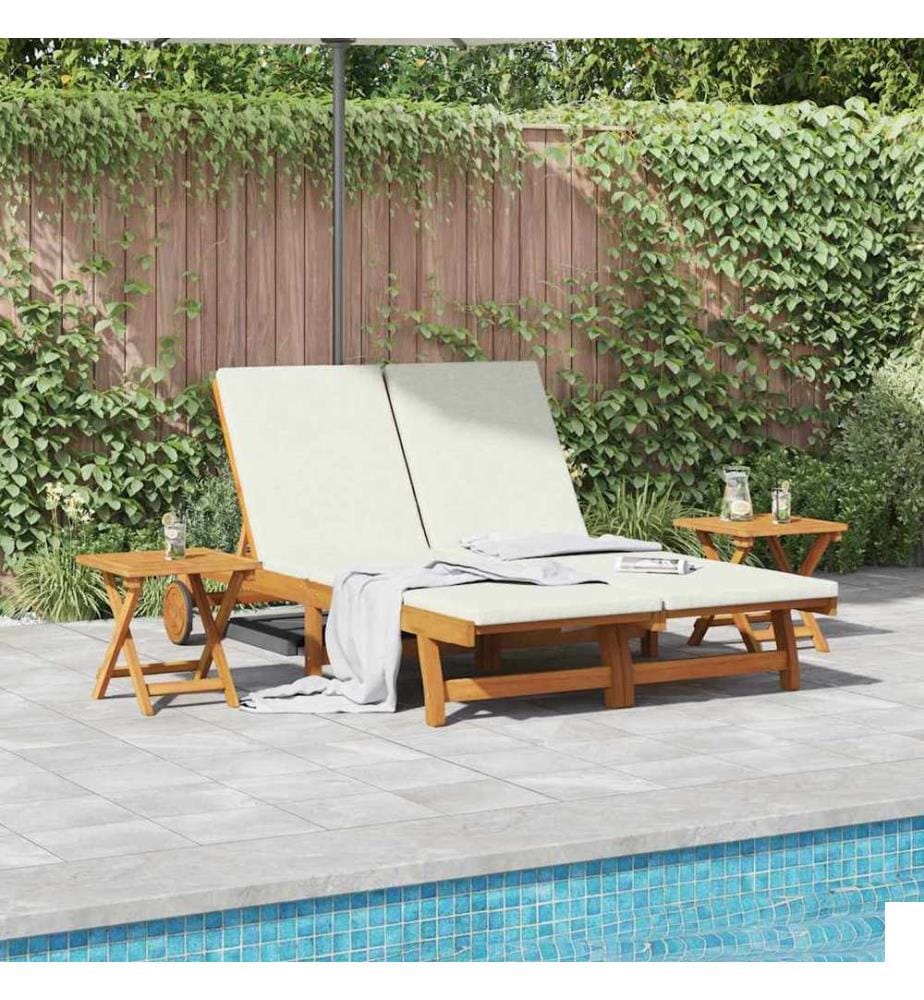 vidaXL Transat avec coussin Blanc crème Bois d'Acacia Massif