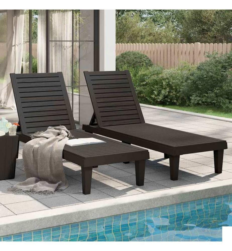 vidaXL Chaises longues lot de 2 noir 155x58x83 cm polypropylène