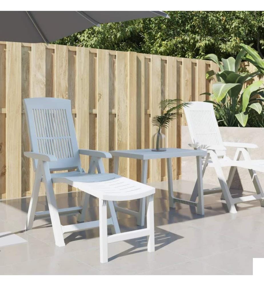 vidaXL Chaise longue blanc plastique