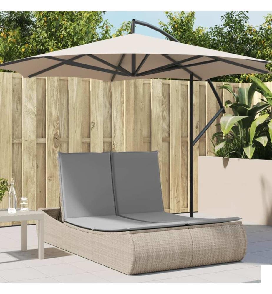 vidaXL Chaise longue double avec coussins beige résine tressée