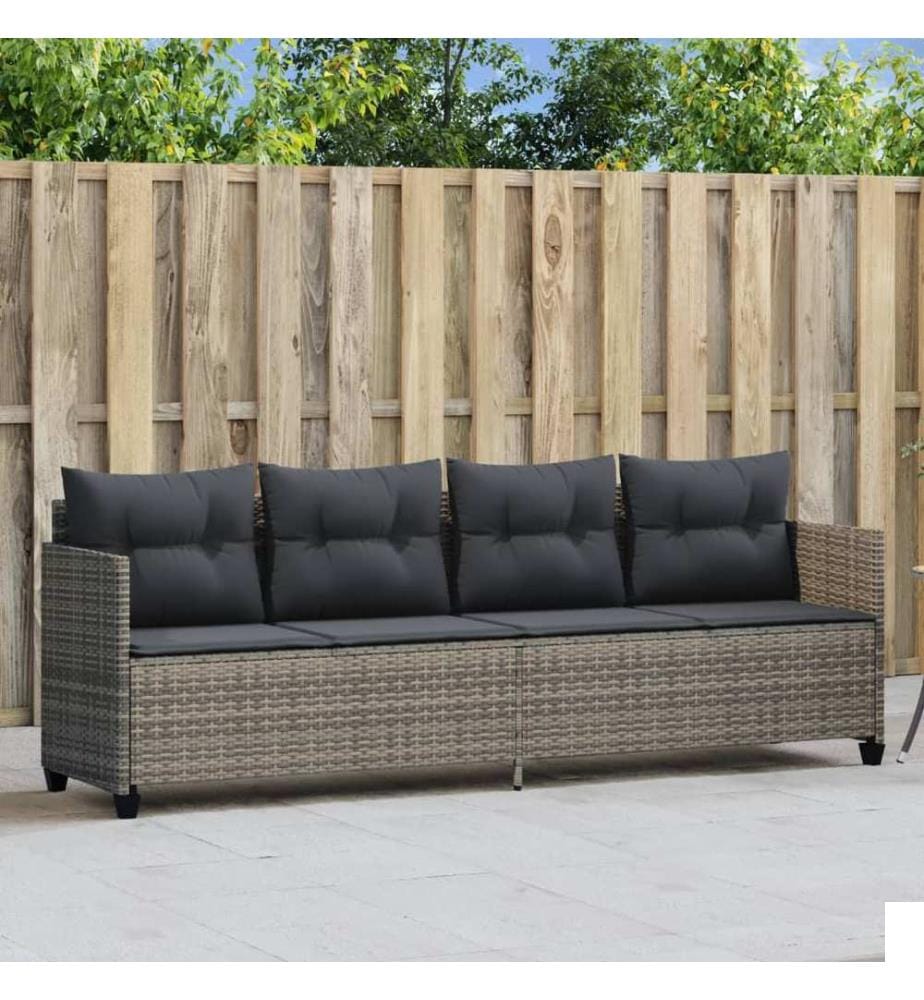 vidaXL Chaise longue avec coussins gris résine tressée