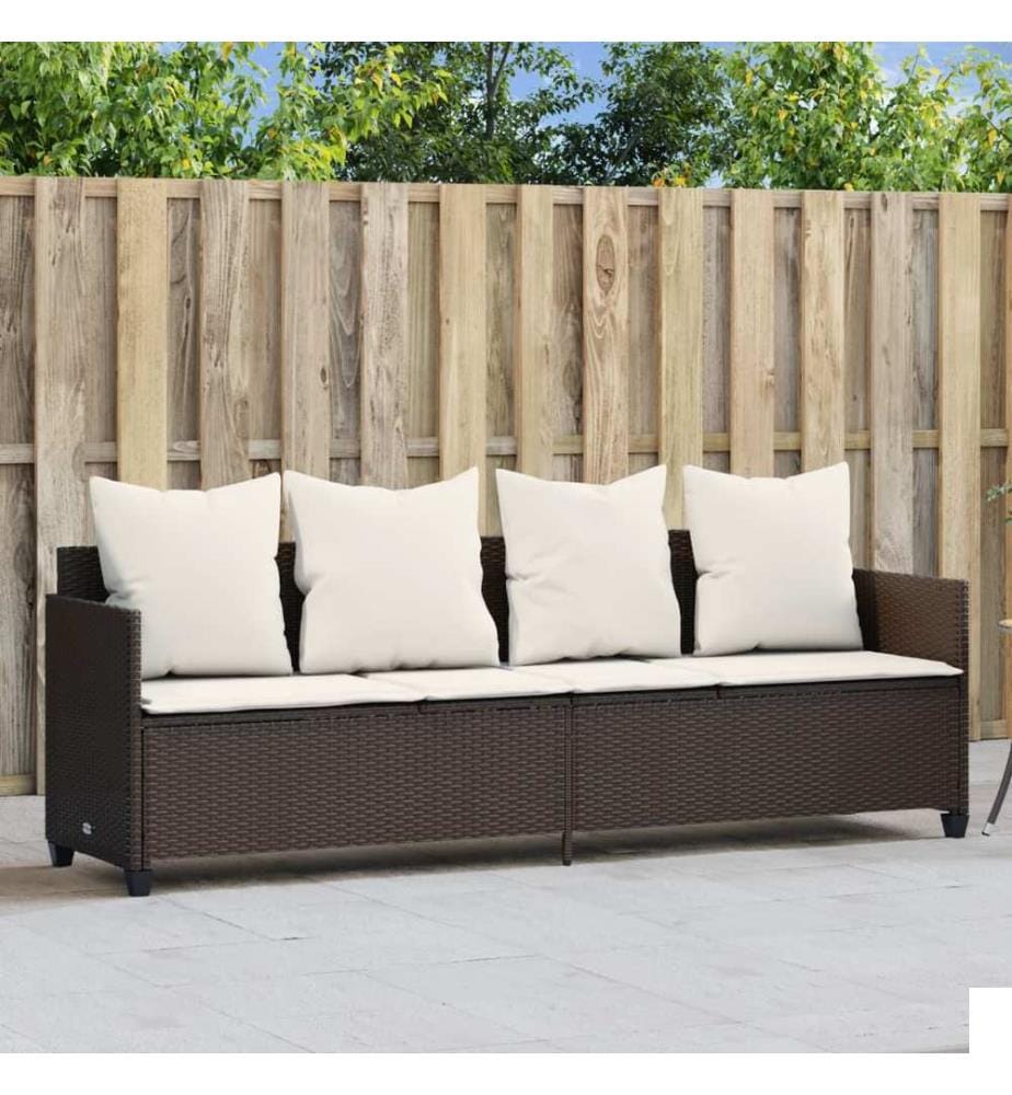 vidaXL Chaise longue avec coussins marron résine tressée