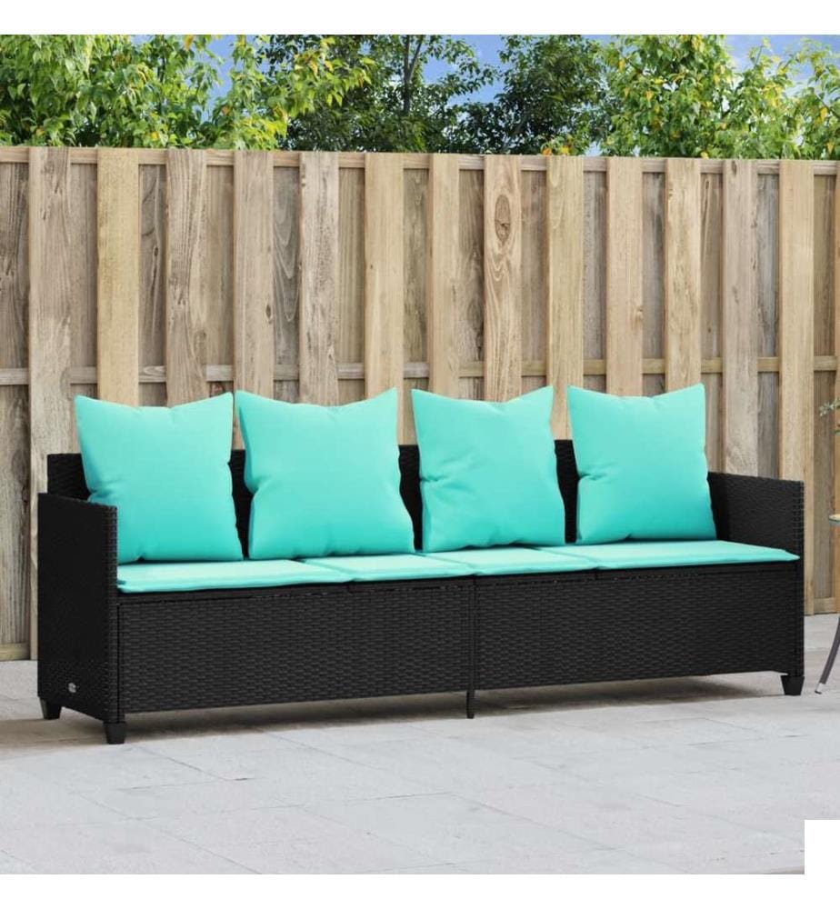 vidaXL Chaise longue avec coussins noir résine tressée