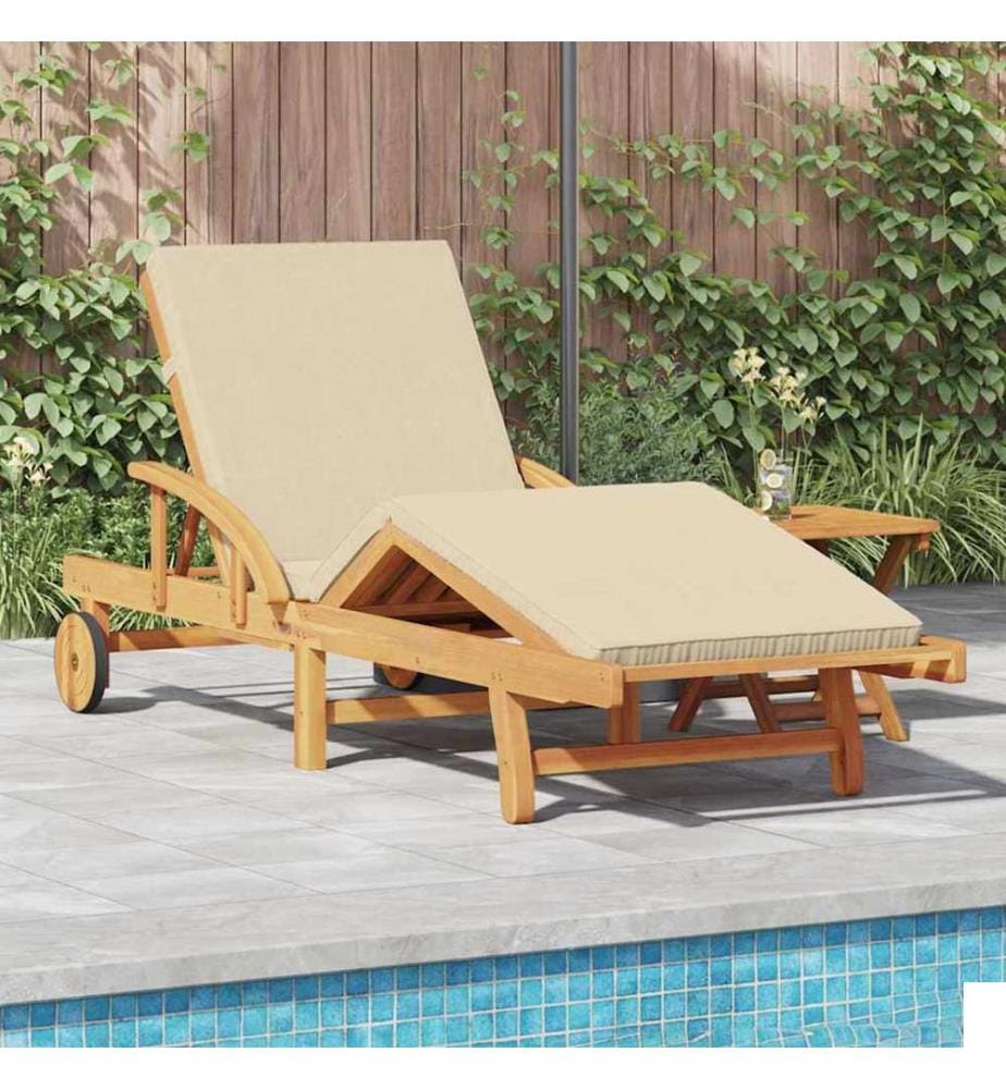 vidaXL Transat Beige 200 x 67 x 84 cm Bois d'Acacia Massif