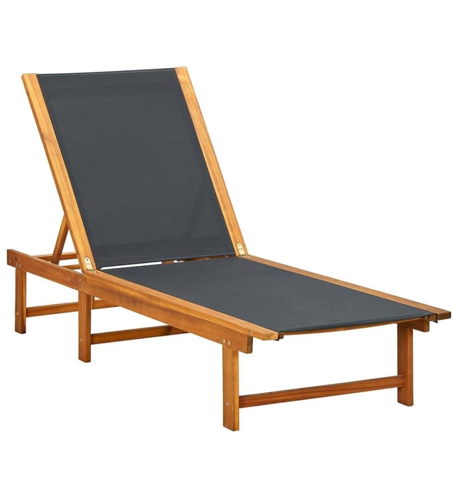 vidaXL Chaise longue Bois d'acacia solide et textilène