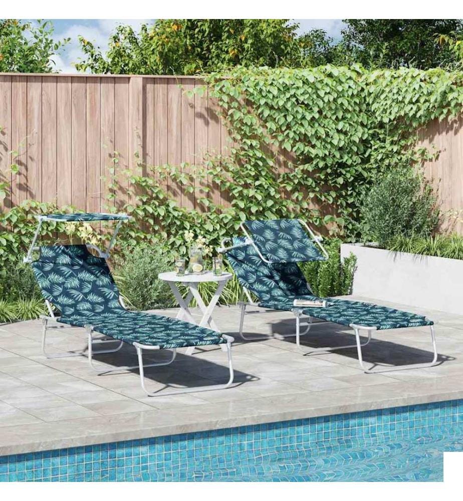 vidaXL Transat 2 pcs Vert 58 x 188 x 77cm Polyester