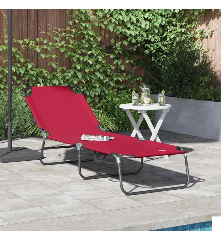 vidaXL Chaise longue pliante Rouge 188 x 57 x 86,5 cm Polyester