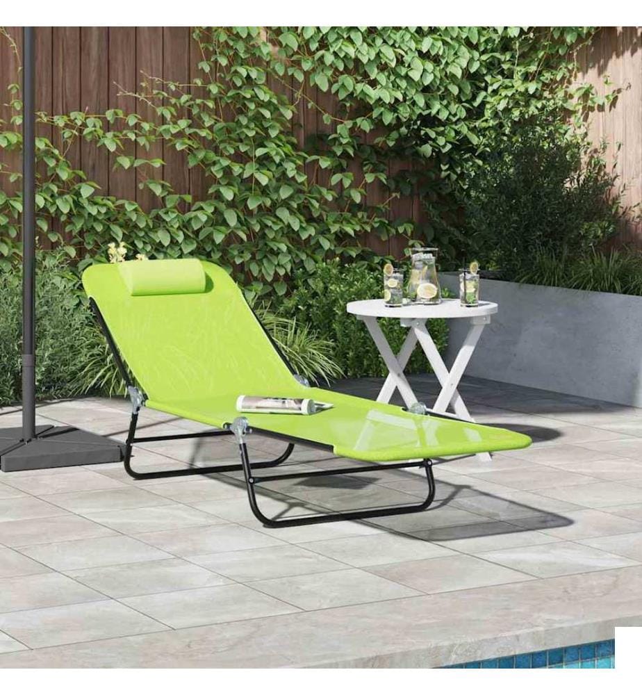 vidaXL Chaise longue pliante Vert 182 x 55 x 85,5 cm Textilène