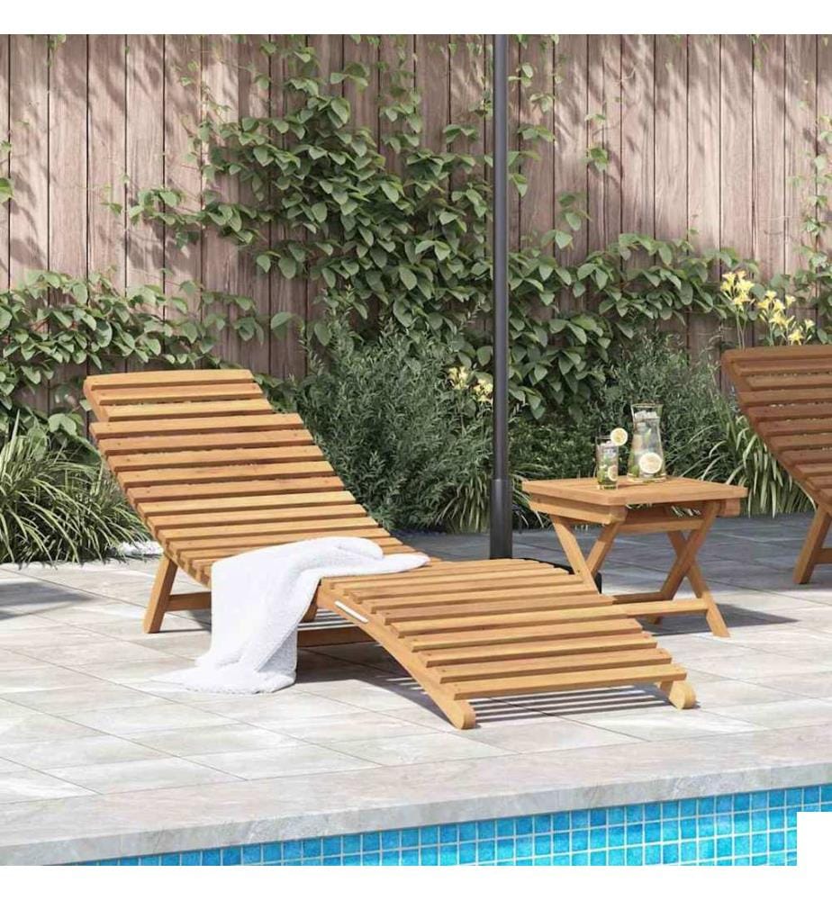 vidaXL Transat 2 pcs Marron 198 x 55 x 58,5 cm Bois de teck massif