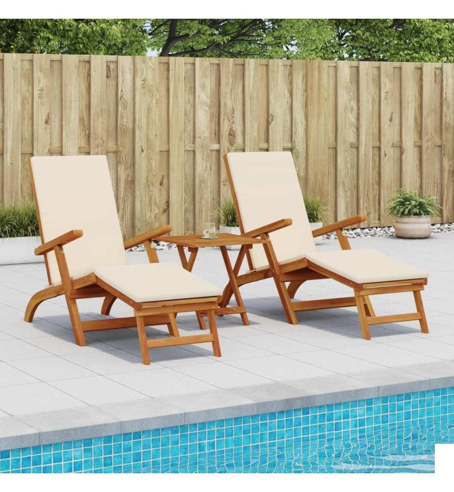 vidaXL Chaise longue inclinable et pliable 2 pcs 55 x 146 x 91 cm