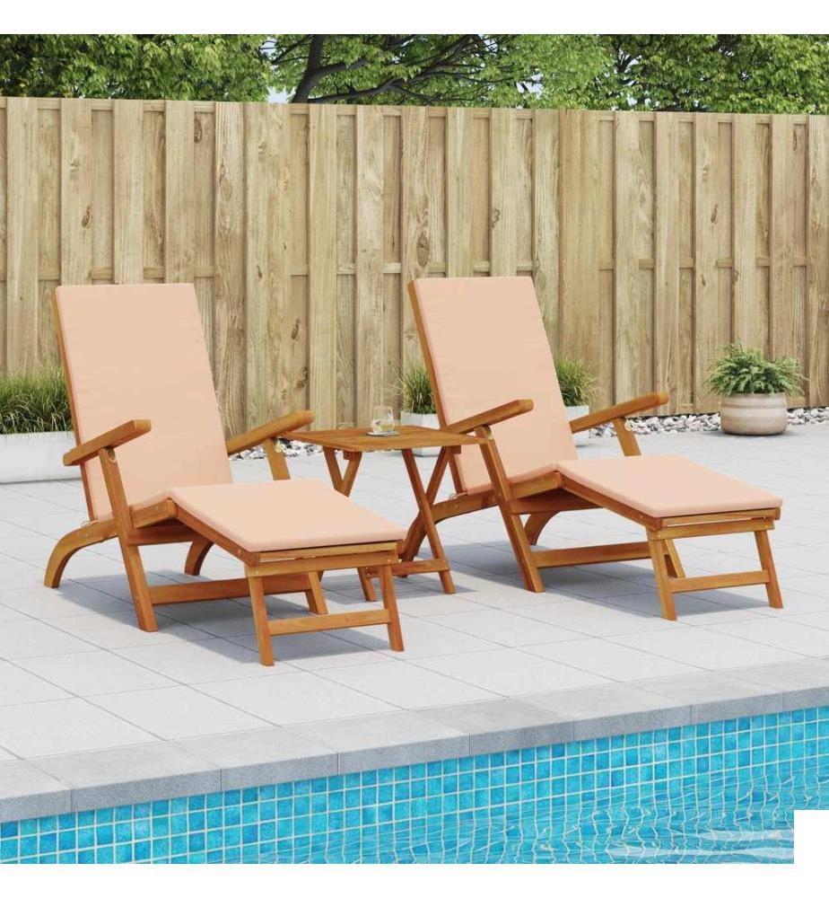 vidaXL Chaise longue inclinable et pliable 2 pcs 55 x 146 x 91 cm