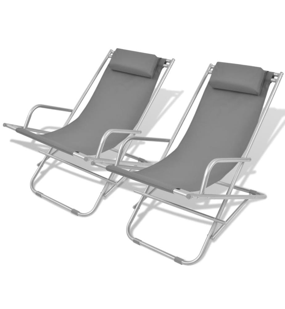 vidaXL Chaises inclinables de terrasse lot de 2 acier gris