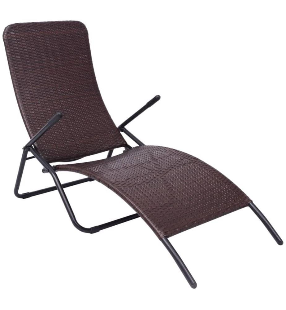 vidaXL Chaise longue pliable résine tressée marron
