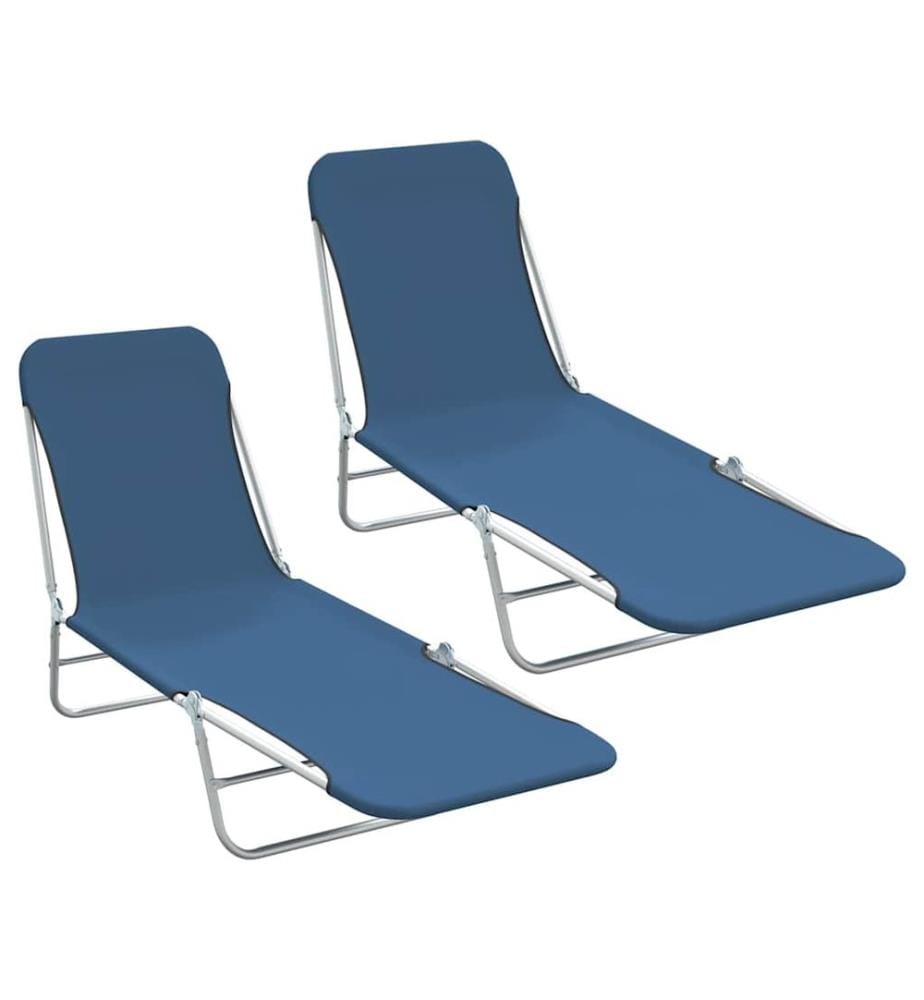 vidaXL Chaises longues pliables lot de 2 Acier et tissu Bleu