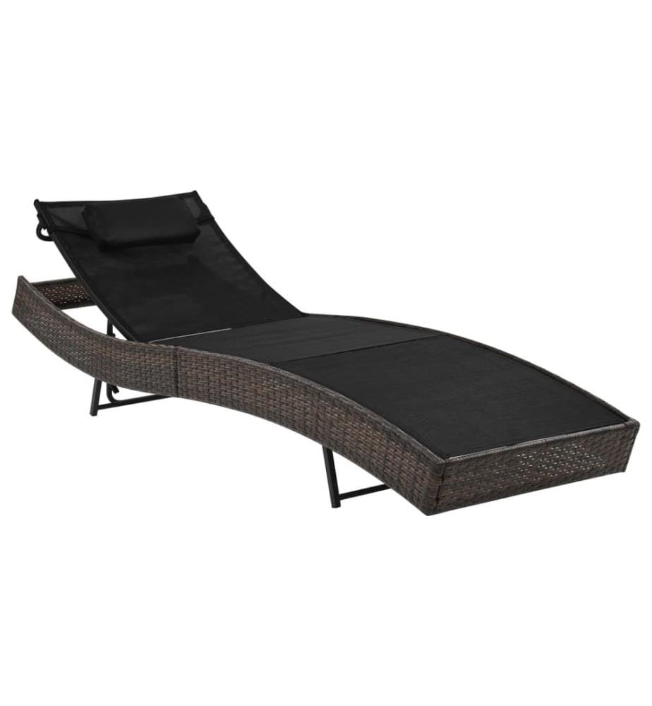 vidaXL Chaise longue avec oreiller Résine tressée Marron