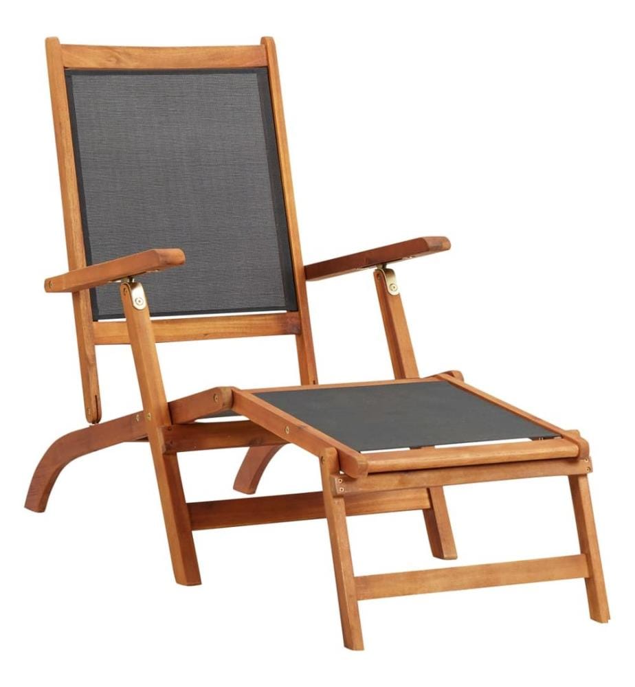 vidaXL Chaise longue d'extérieur Bois d'acacia massif et textilene