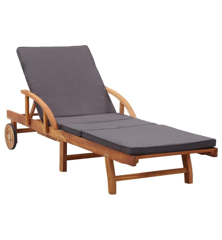 vidaXL Chaise longue avec coussin bois d'acacia solide