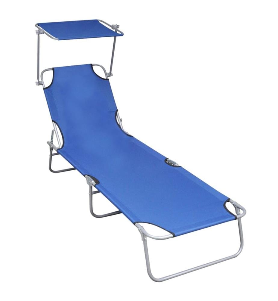 vidaXL Chaise longue pliable avec auvent Bleu Aluminium
