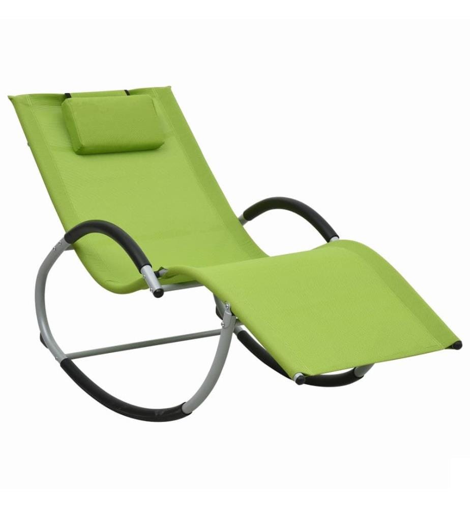 vidaXL Chaise longue avec oreiller Vert Textilène
