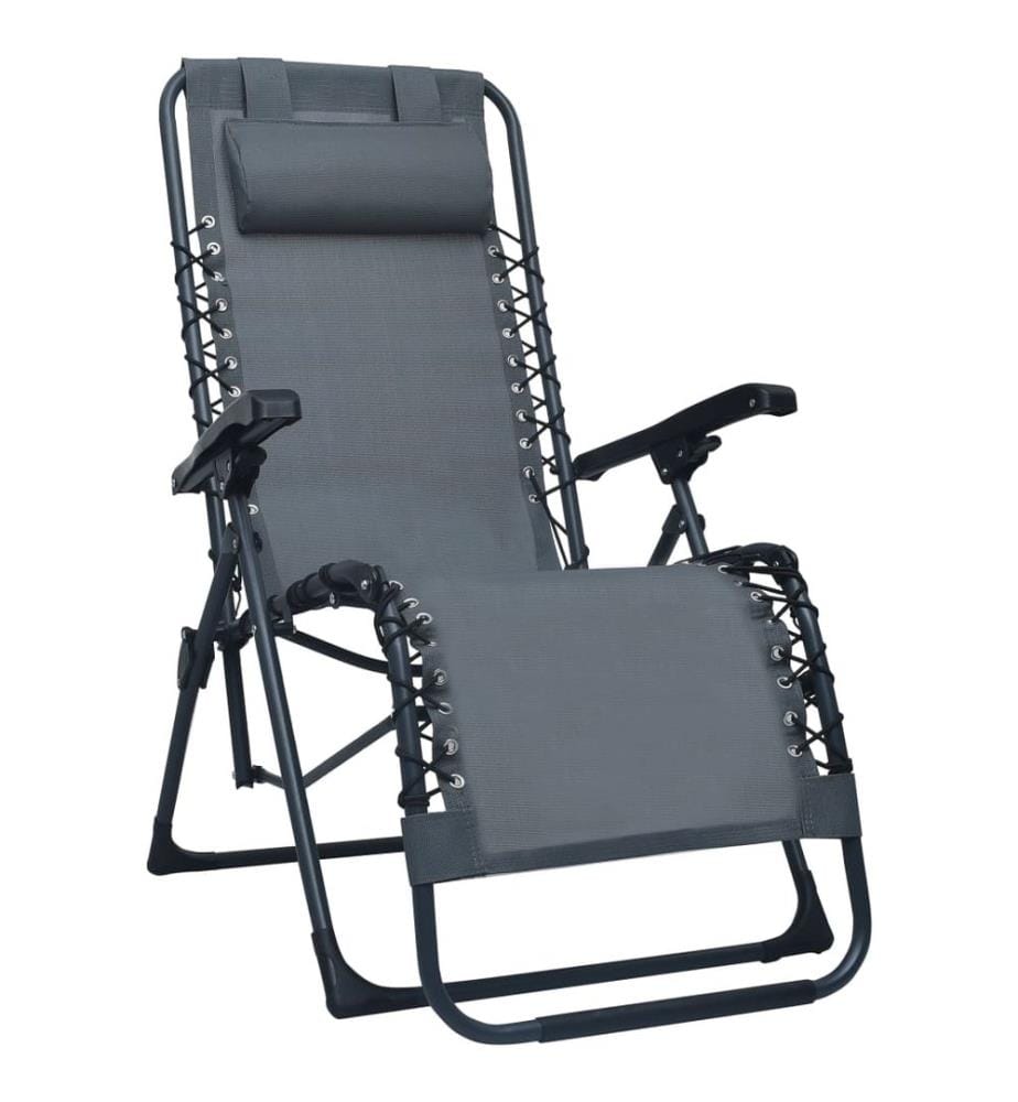vidaXL Chaise pliable de terrasse Gris Textilène