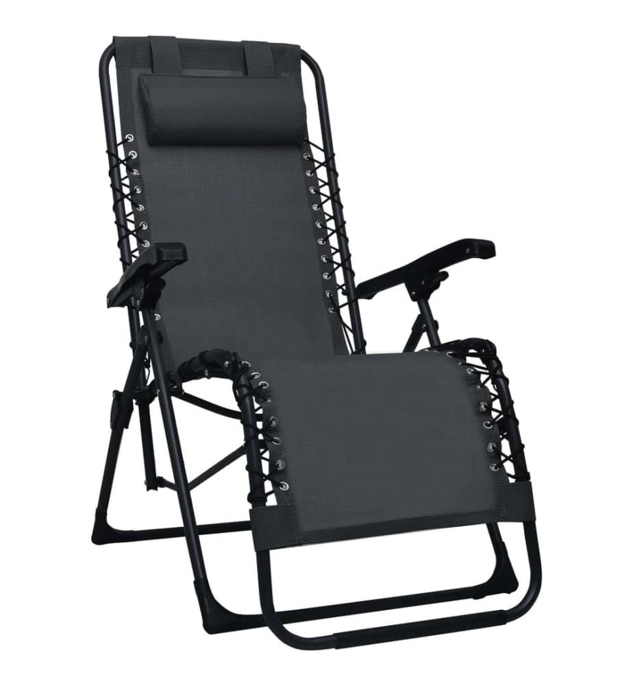 vidaXL Chaise pliable de terrasse Noir Textilène