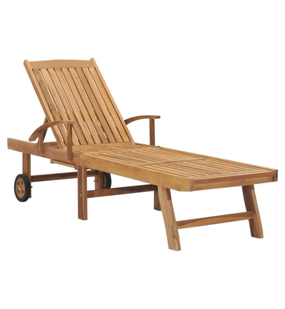vidaXL Chaise longue Bois de teck solide