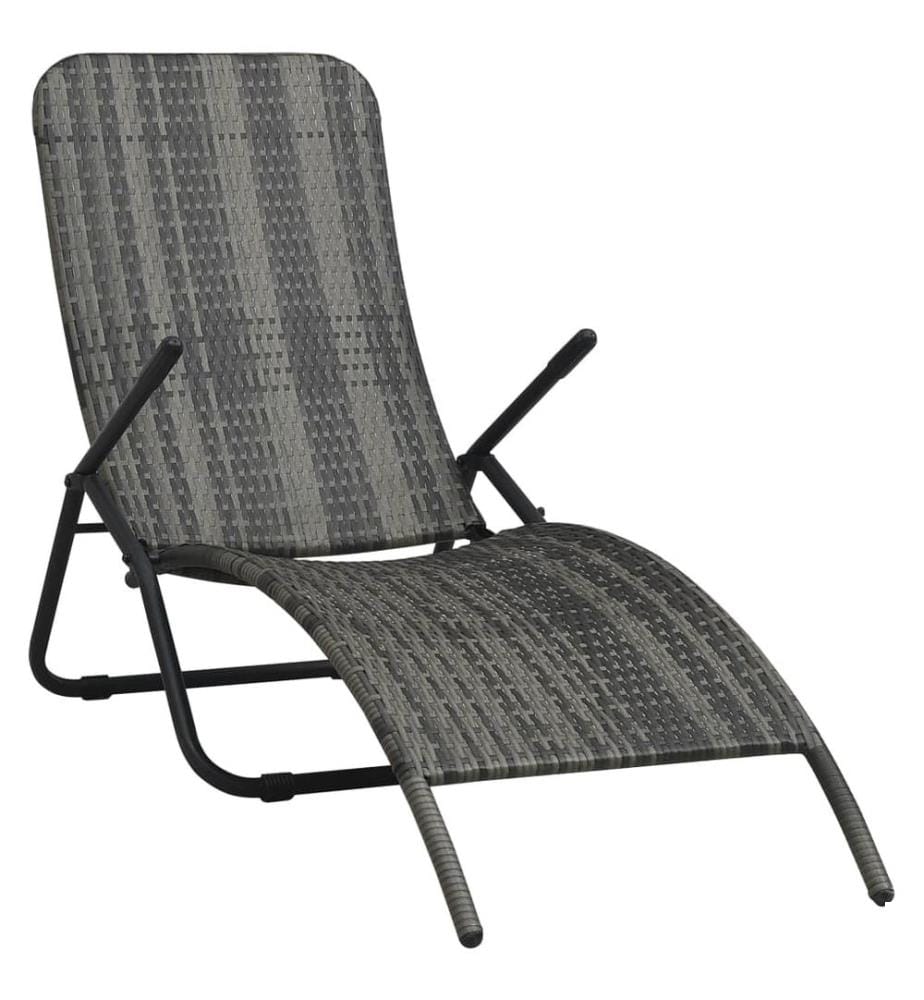 vidaXL Chaise longue pliable Résine tressée Gris