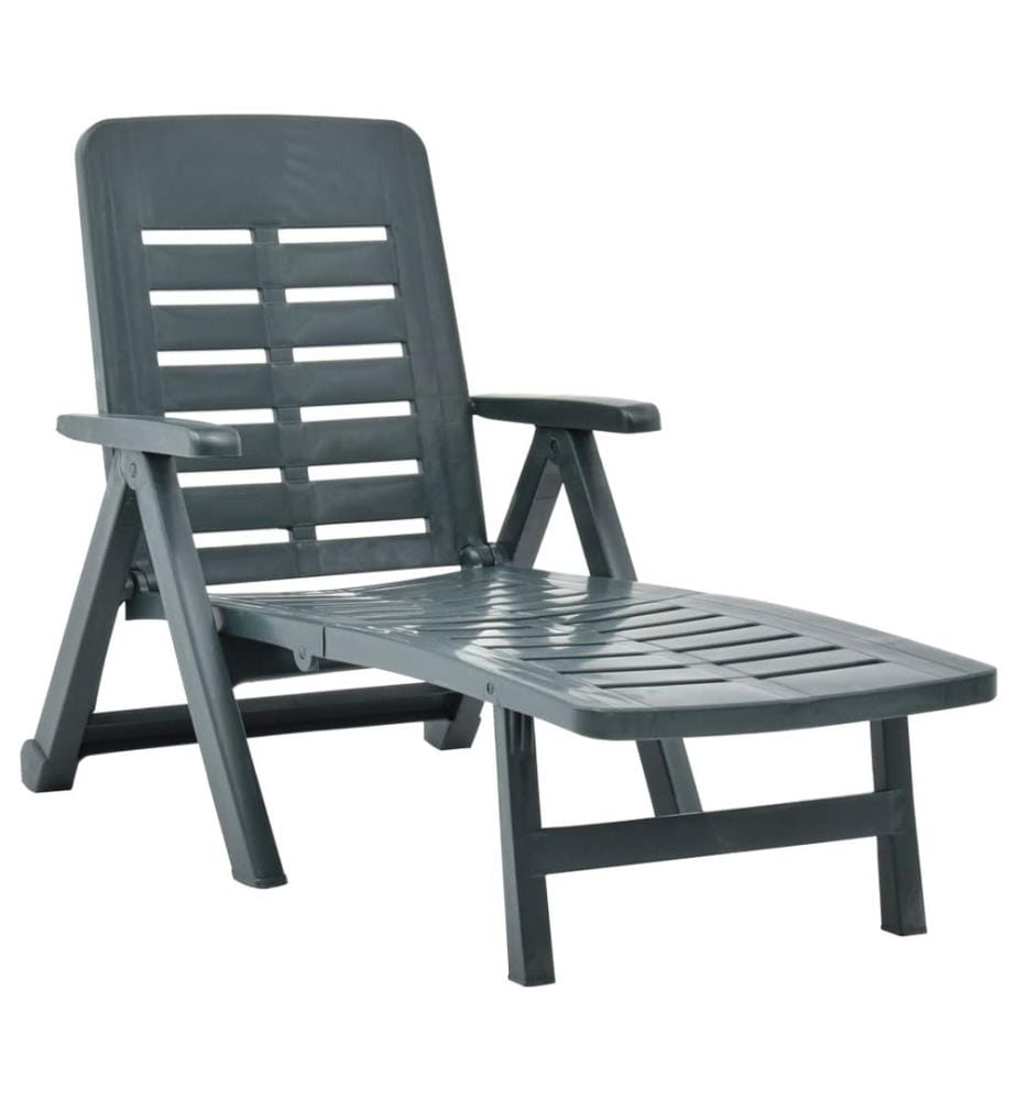 vidaXL Chaise longue pliable Plastique Vert
