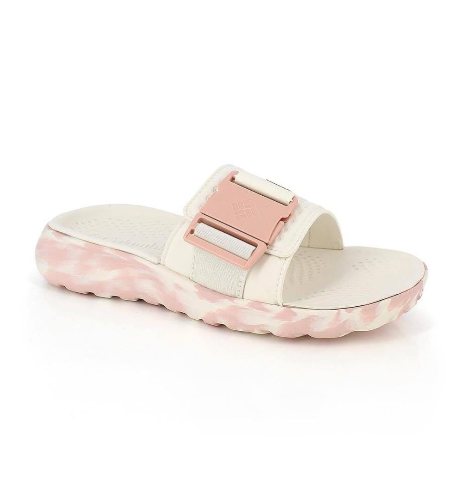 Sandales slide - Blanc et Rose